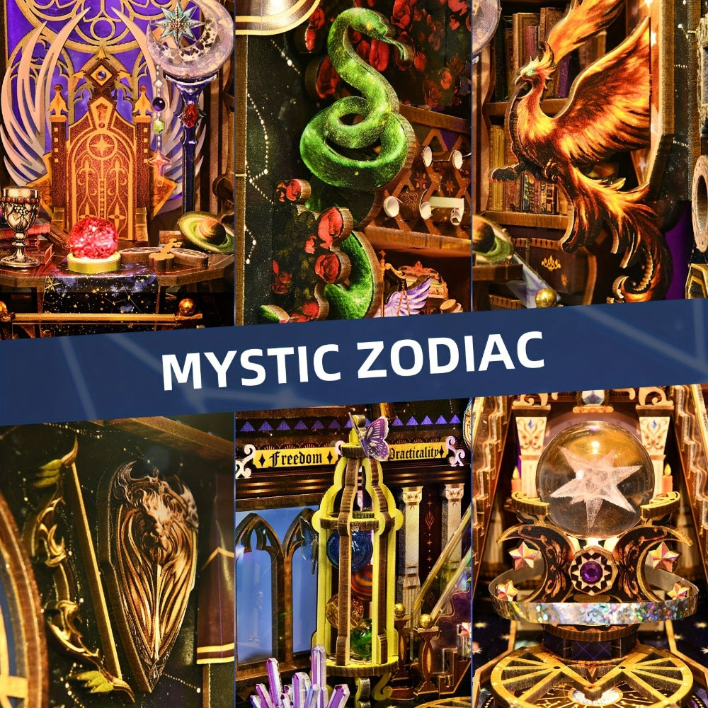 1pc Rompecabezas 3D, Modelo Zodiacal Hecho a Mano. Este Kit de Ensamblaje Presenta Estilos Decorativos con Modelos de Elementos como los Doce Signos del Zodiaco, Tronos, Serpientes y Fénix. Sirve como una Decoración Acogedora para Micro-Oficinas en Casa,