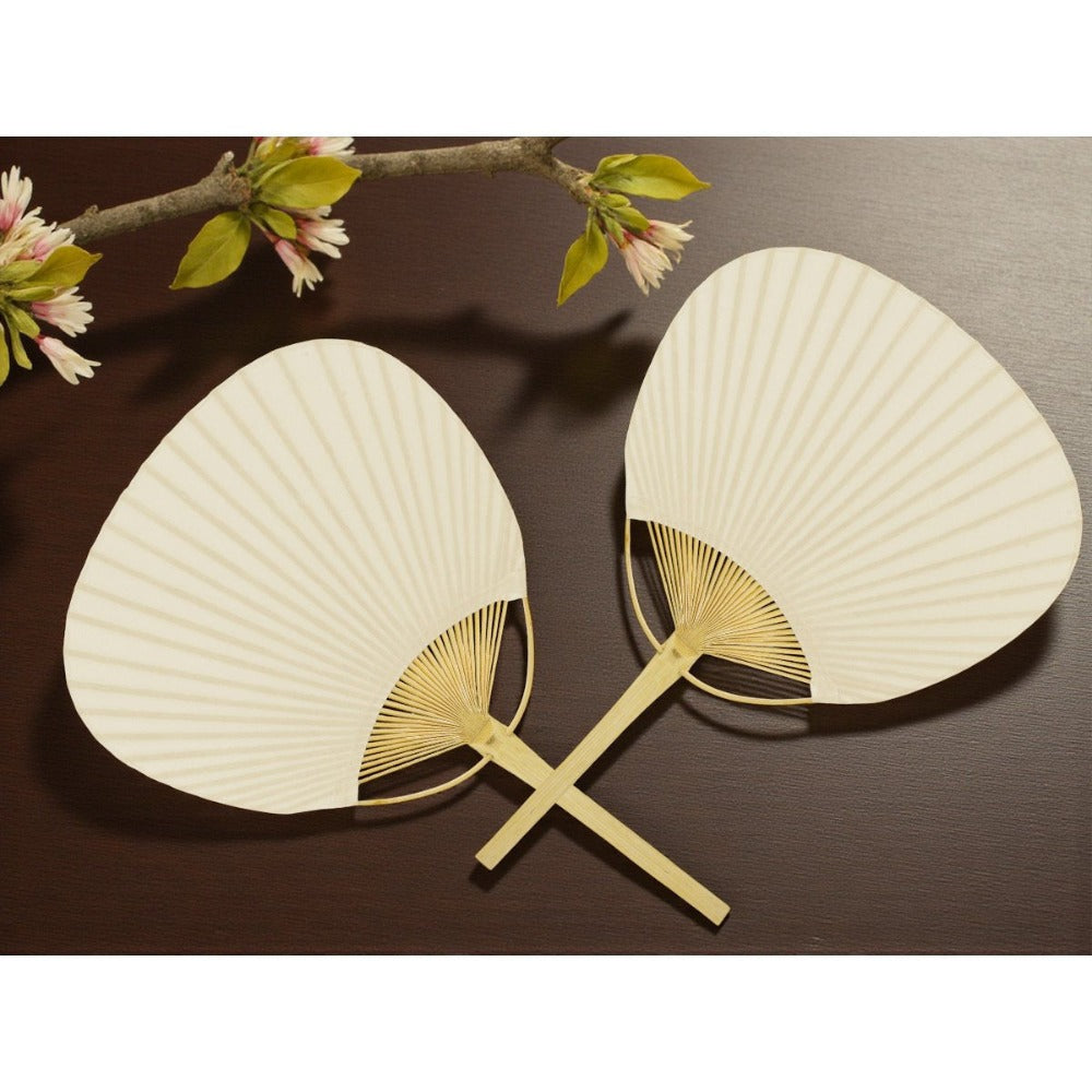 Lote de 2/10/20 abanico de bambú y papel color beige para detalles de invitadas de Boda - Regalos para invitados de boda, comuniones, bautizos, aniversarios, ideales para celebraciones, fiestas y eventos al aire libre