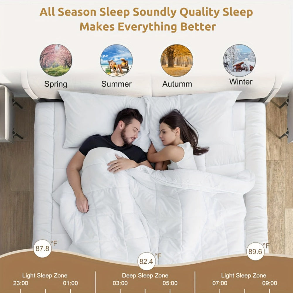 Cubrecolchón de 10 cm de calidad premium 1000 GSM, ultra suave, transpirable y cómodo para todas las estaciones, fácil de cuidar, lavable a máquina, con fuertes bandas elásticas, relleno de microfibra suave y cubierta 100% de microfibra, transpirable