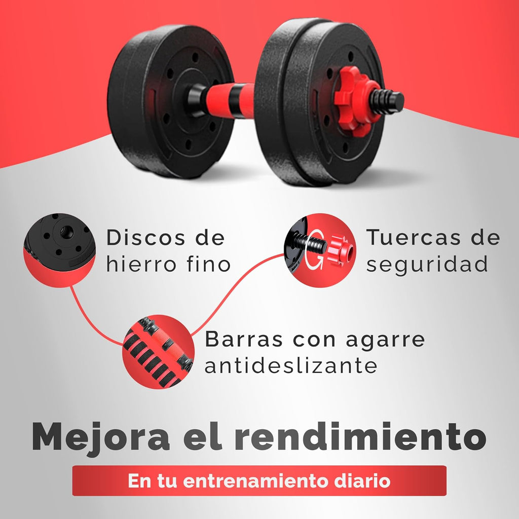 Mancuernas ajustables de 10/15/20/30/40 kg, juego de pesas multiusos con barras rectas y mangos antideslizantes, pesas ajustables para culturismo y fitness en el gimnasio en casa.