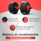 Mancuernas ajustables de 10/15/20/30/40 kg, juego de pesas multiusos con barras rectas y mangos antideslizantes, pesas ajustables para culturismo y fitness en el gimnasio en casa.