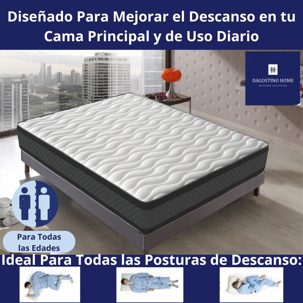 Colchón ANATÓMICO PREMIUM Visco | Alto 20cm | Firmeza Alta Ideal para Molestias de Espalda | Doble Cara Invierno-Verano | Ultra Transpirable | DAGOSTINO HOME