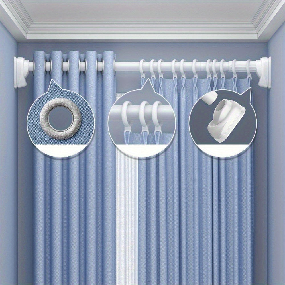 Barra de Cortina de Ducha, Antideslizante, Sin Taladro, de Acero Inoxidable, Extensible Telescópica, Anticorrosiva y Antideslizante, Barra de Tensión, Opción de Montaje en Pared, Uso Versátil, Diseño Moderno y Elegante | Característica Antideslizante, Cor