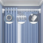 Barra de Cortina de Ducha, Antideslizante, Sin Taladro, de Acero Inoxidable, Extensible Telescópica, Anticorrosiva y Antideslizante, Barra de Tensión, Opción de Montaje en Pared, Uso Versátil, Diseño Moderno y Elegante | Característica Antideslizante, Cor