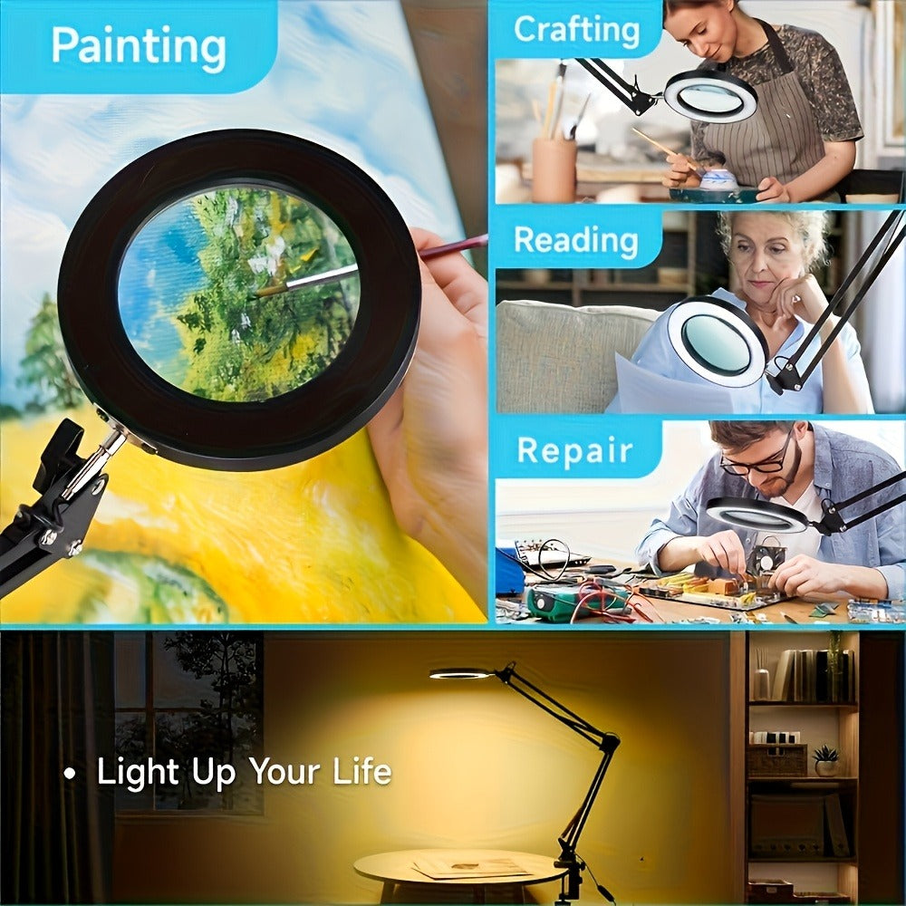 Lupa con luz LED ajustable | Lectura reparación precisión y manualidades