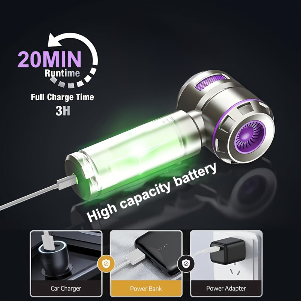 Aspiradora portátil inalámbrica de mano con soplador y succión en uno, carga USB, filtro lavable, equipada con batería de litio duradera, adecuada para limpiar polvo, migas de snacks, pelo, apta para sofás, alfombras, escritorios, escaleras.