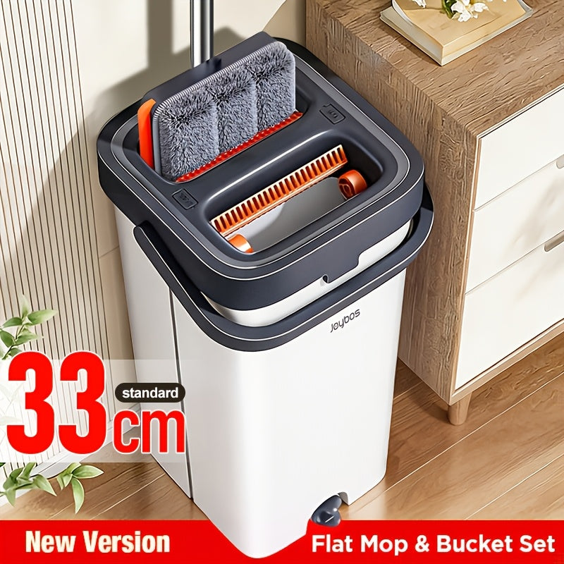 Set de fregona y cubo para el hogar de 33/40 cm, fregona de doble uso seco y húmedo, viene con 2 almohadillas de fregona reutilizables, ideal para limpiar pisos, ventanas, vidrio, baños y paredes, Black Friday, Navidad, regalos de Año Nuevo