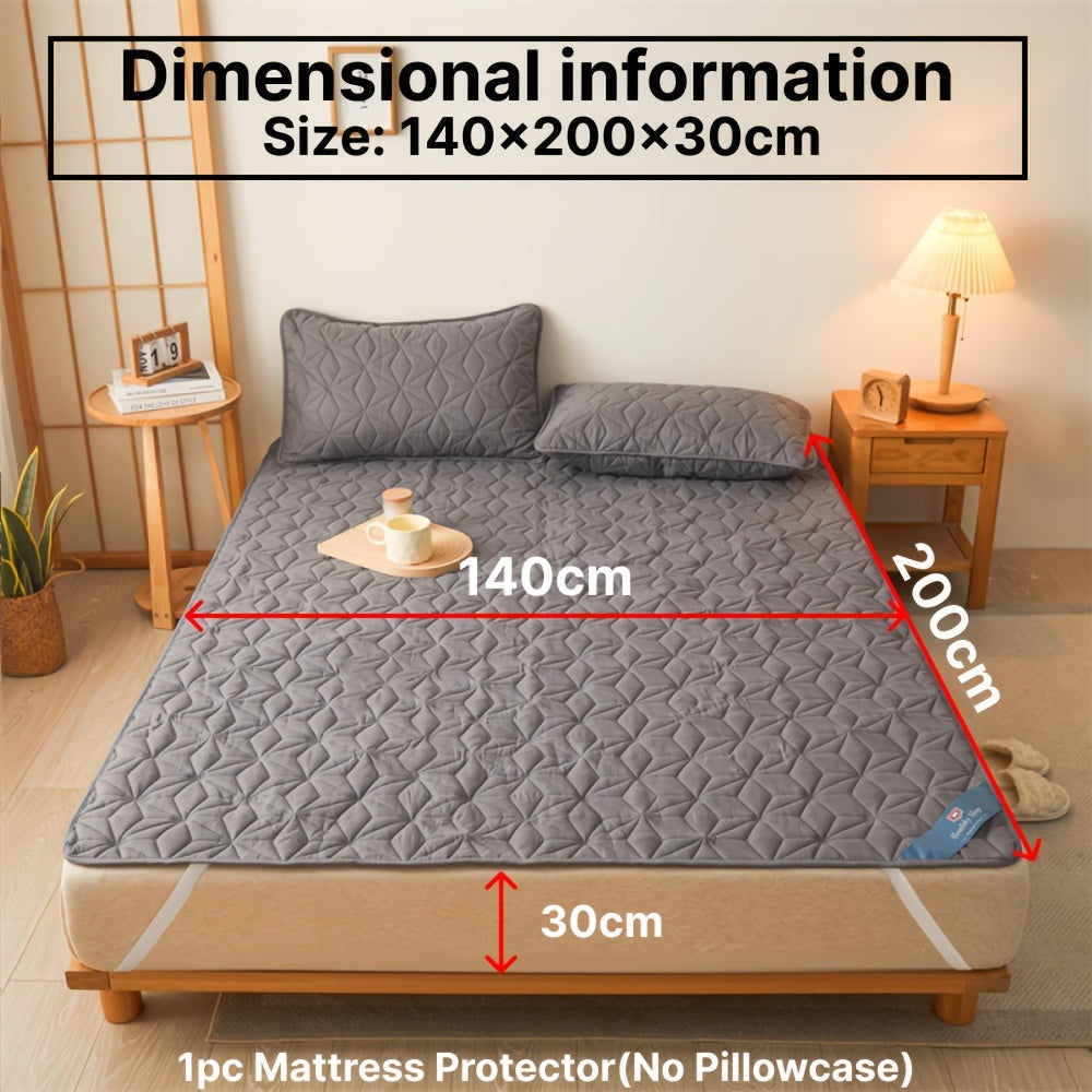 1 Protector de colchón acolchado impermeable, funda de colchón transpirable con correas elásticas para cubre cama (sin funda de almohada), topper de colchón antideslizante para todas las estaciones