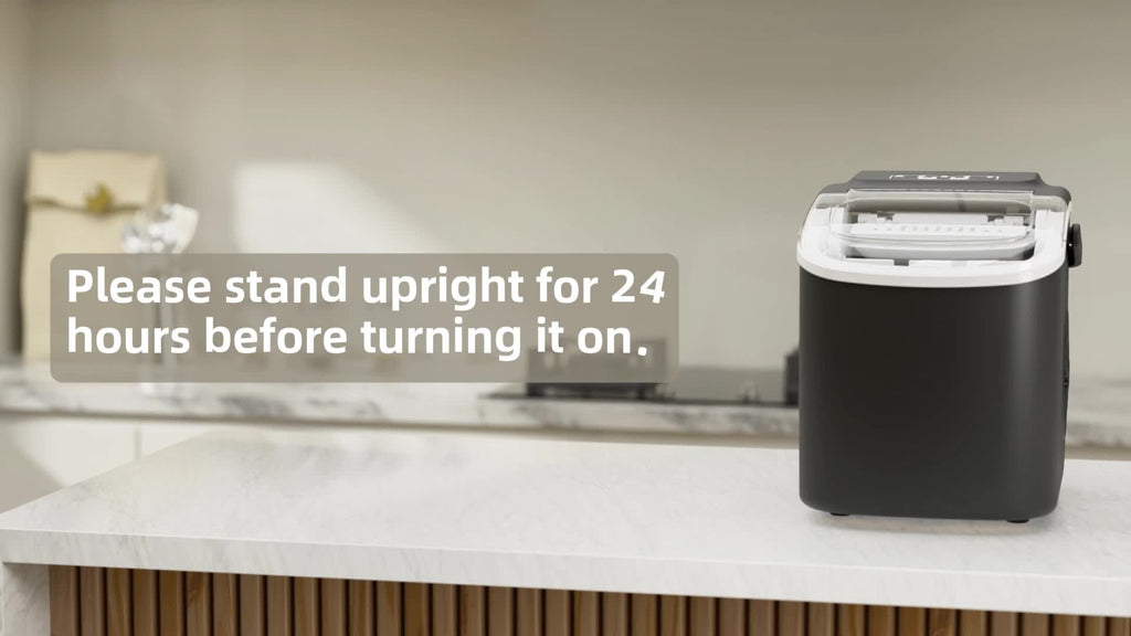 Máquina de cubitos de hielo LEENON, productora de cubitos de hielo de 12 kg, 8 cubitos listos en 6 minutos, máquina de cubitos de hielo negra con asa portátil, 12 kg/24 H, máquinas de cubitos de hielo autolimpiables