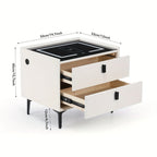 Mesita de noche, organizador de mesita de noche con luz LED, mesita de noche de 2 cajones, cómoda para sala de estar/dormitorio
