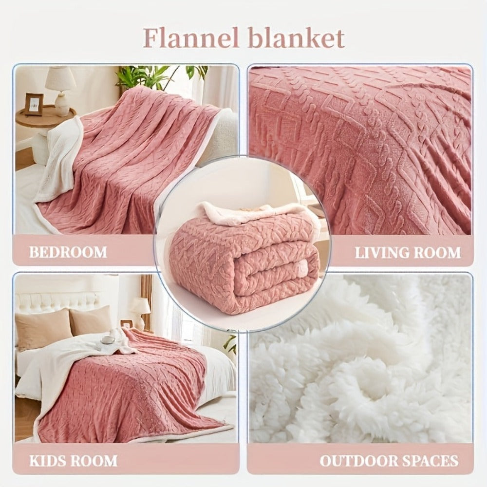 Manta de Pelo Sintético de Tejido Jacquard Premium - Textura Ultra Suave como Terciopelo, Hipoalergénica y Antiestática - Bordes Doble Costura para Mayor Durabilidad - Calidez Invernal Acogedora - Lavable a Máquina, Ligera, Ideal para Regalos de Fiestas y