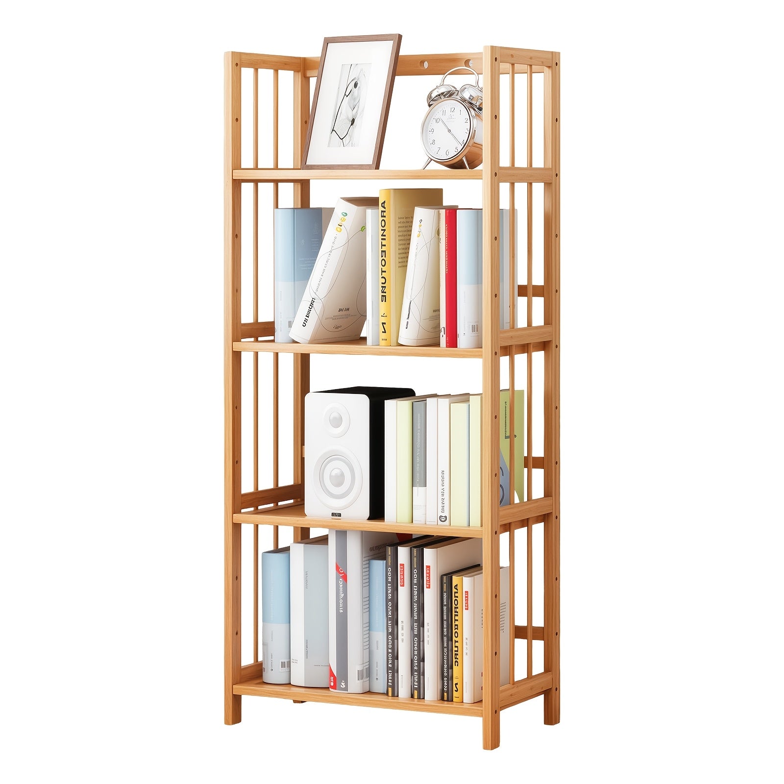 Estantería de Bambú de Gran Capacidad, Duradera, Fácil de Limpiar, Solución de Almacenamiento Multifuncional, Ideal para Hogar, Cocina, Dormitorio y Sala de Estar, Ahorra Espacio, Fácil Acceso, Estantería Práctica, Estantería de Pie