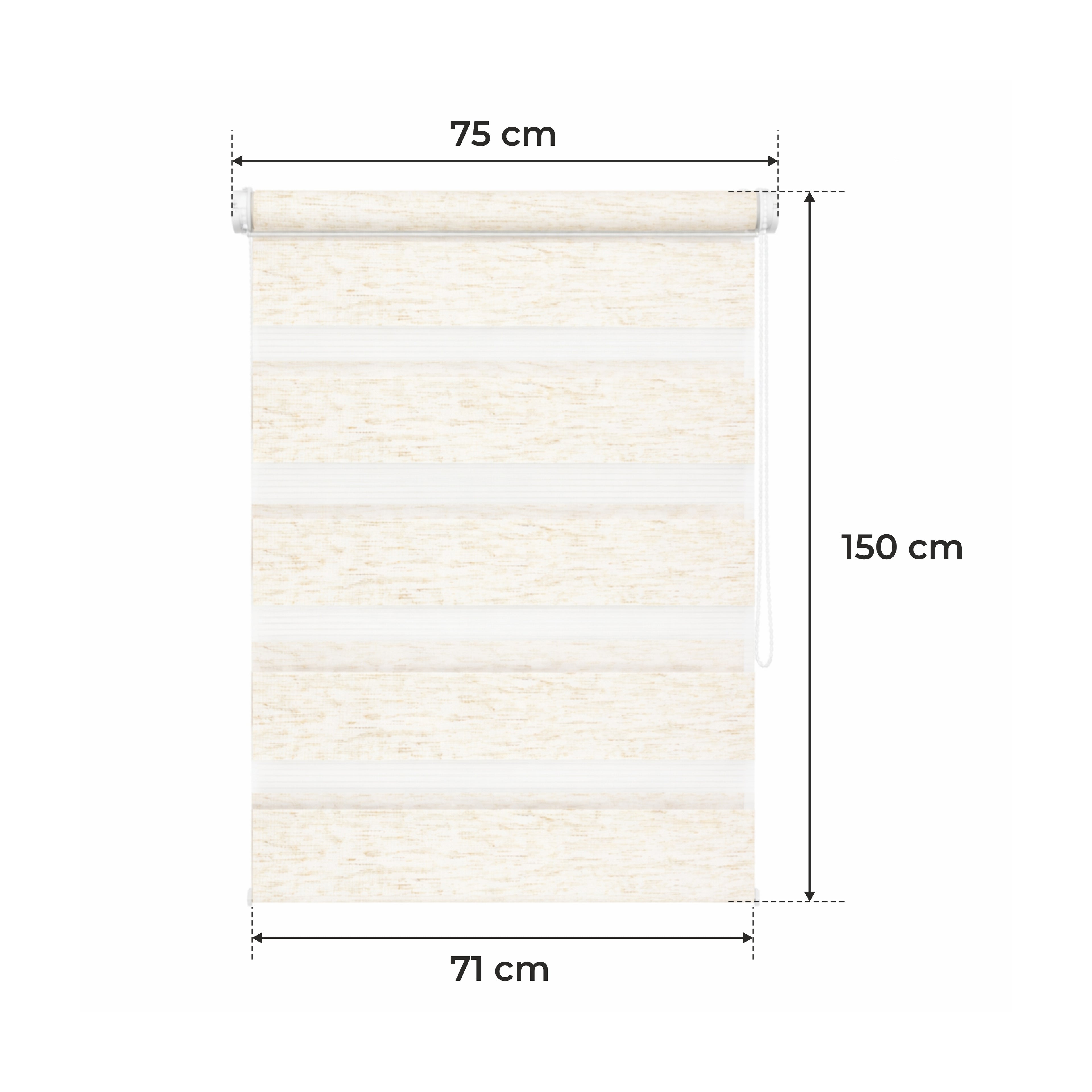 Persiana Día y Noche - Beige Melange - 32 Tamaños - BOJANEK Día y Noche - Instalación No Invasiva en Ventanas, Sin Necesidad de Taladrar, Ajuste por Cadena, Soportes Ajustables para Diferentes Grosos de Ventanas, Diseño Moderno, Protección de Luz y Privac