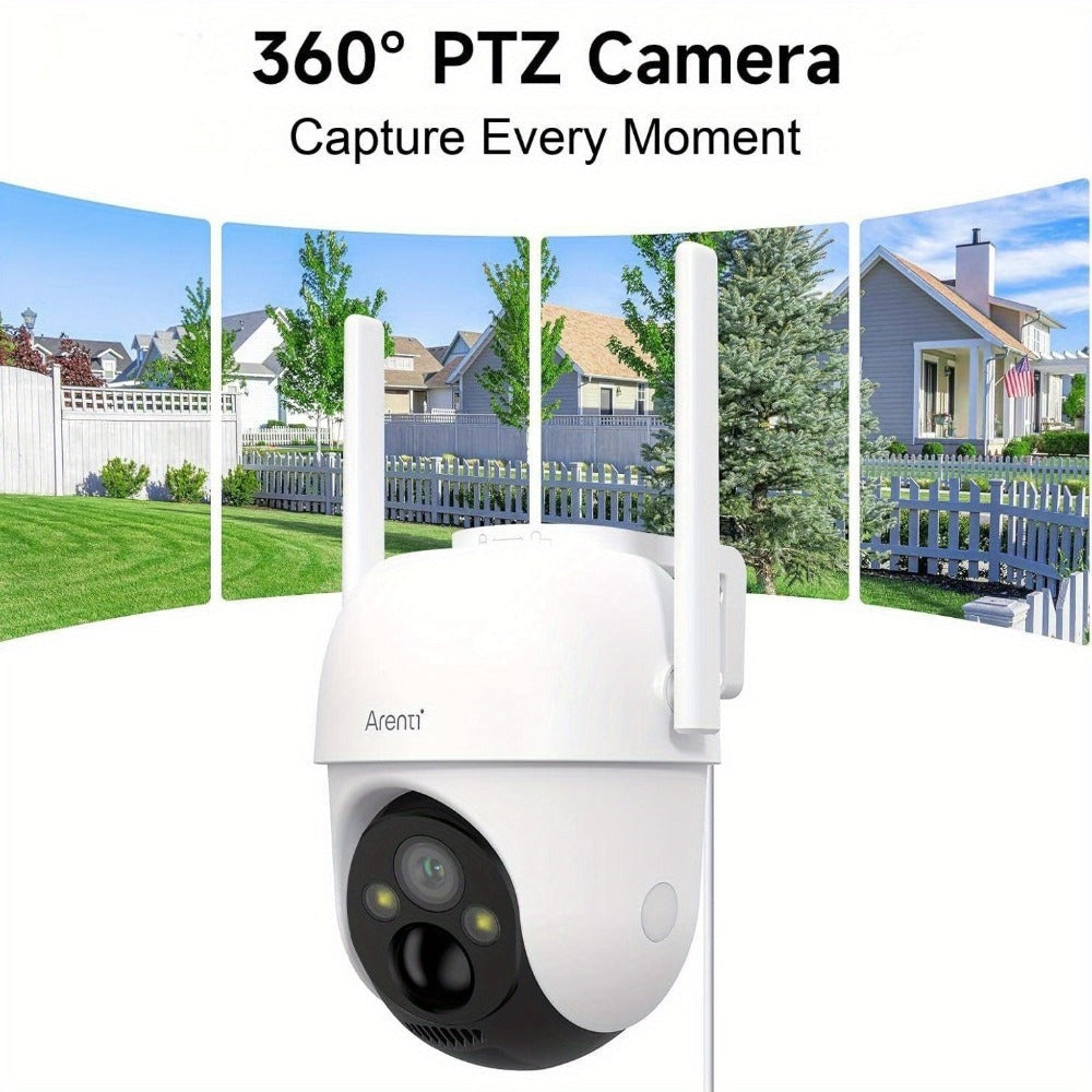 Cámara de Seguridad Inalámbrica Solar Arenti para Exteriores, Resolución de Video 3MP FHD, Batería de 5200mAh, CCTV para Seguridad del Hogar, Visión Nocturna a Color 1296P, Audio Bidireccional, Almacenamiento en Nube/SD, Sin Cuota Mensual, Detección de Mo