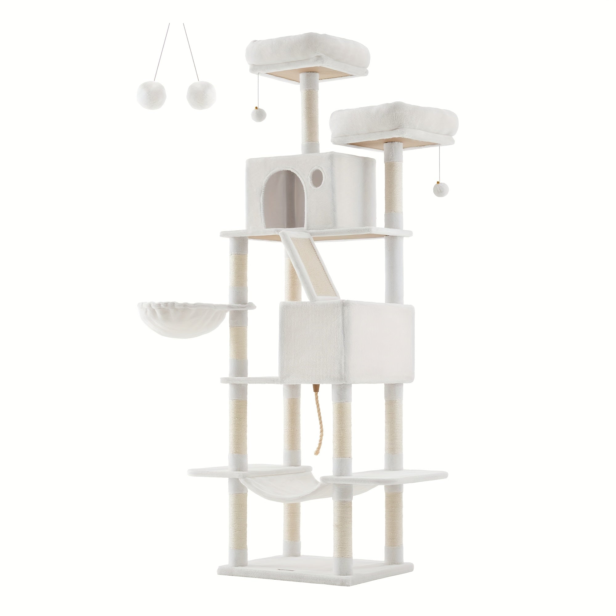 Torre rascadora para gatos 206 cm | Juego descanso y cuidado de las uñas