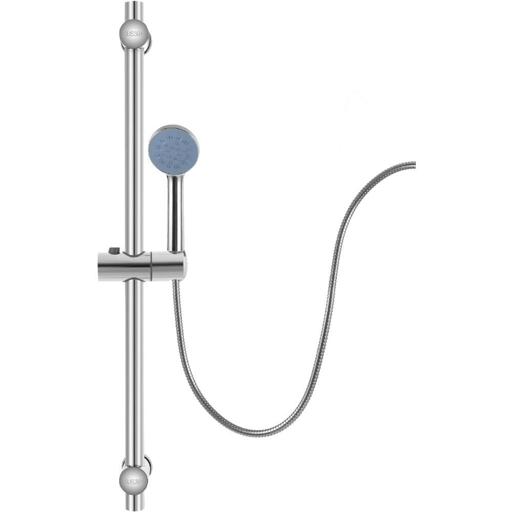 Barra de ducha sin clavos, barra de ducha de acero inoxidable, barra de ducha de 66 cm, barra de ducha de acero inoxidable de altura ajustable, barra de ducha moderna con soporte giratorio de 360° para cabezales de ducha para baños, duchas, hoteles, hogar
