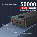 Power bank para carga durante viajes y uso diario | 50000 mAh y 66 W
