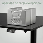 Furnishia Escritorio Eléctrico Elevable con Tomas de Corriente, Escritorio Inteligente con Panel de Memoria y Altura Ajustable con 2 Cajones, Escritorio para Oficina y Estación de Trabajo para Escritura