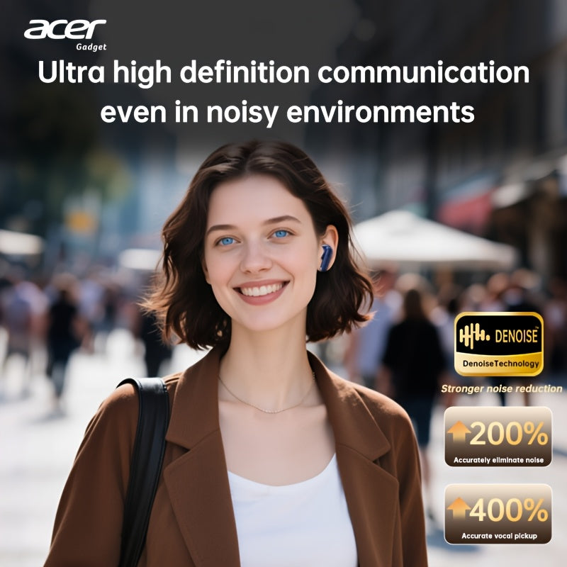 Auriculares Bluetooth | Auriculares inalámbricos Acer OHR548 con cancelación de ruido de mar profundo de 52 dB, diseño intrauditivo, tecnología