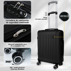 Maleta De Cabina Exclusiva Para Vuelos Europeos, Ideal Para Vacaciones De Verano Y Viajes A La Playa. Dimensiones Precisas De 55×40×20 Cm, Diseño Rígido Resistente Con 4 Ruedas Giratorias 360°, Tirador Telescópico Suave Y Cerradura De Seguridad. Ligera Y
