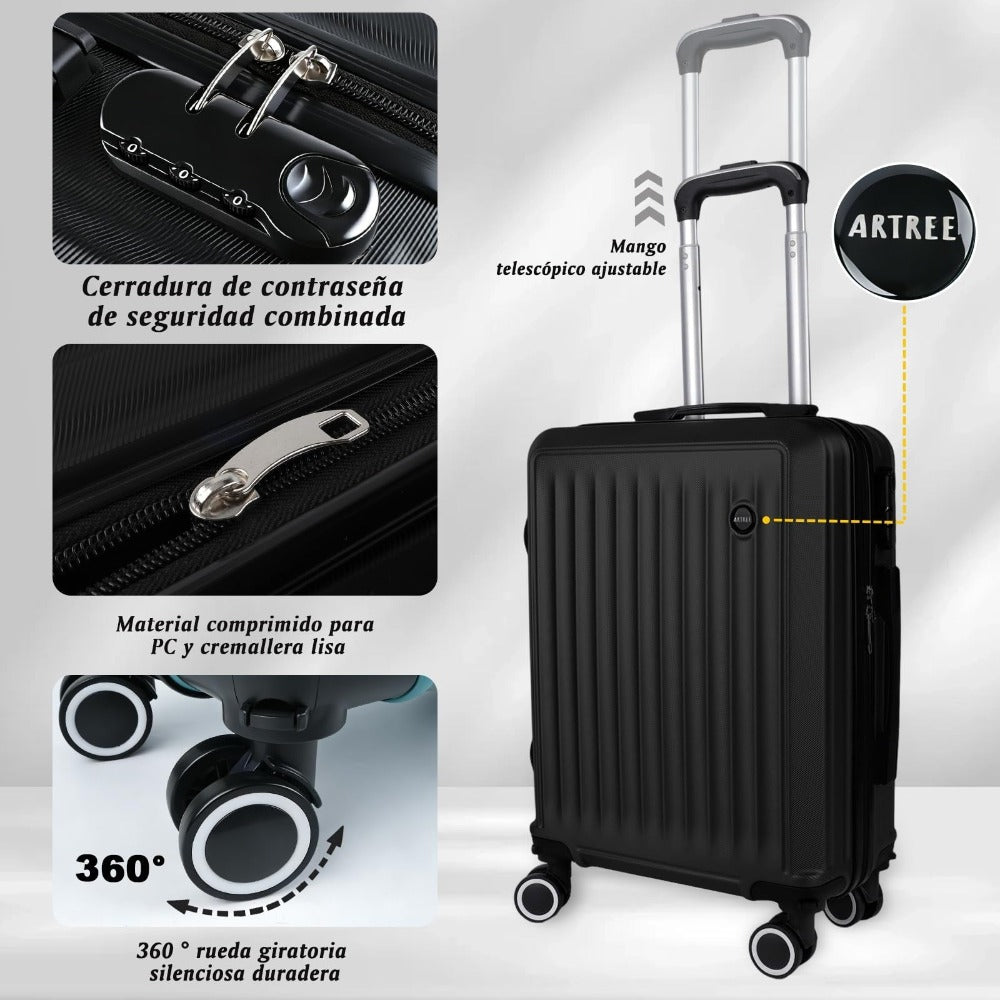 Maleta De Cabina Exclusiva Para Vuelos Europeos, Ideal Para Vacaciones De Verano Y Viajes A La Playa. Dimensiones Precisas De 55×40×20 Cm, Diseño Rígido Resistente Con 4 Ruedas Giratorias 360°, Tirador Telescópico Suave Y Cerradura De Seguridad. Ligera Y