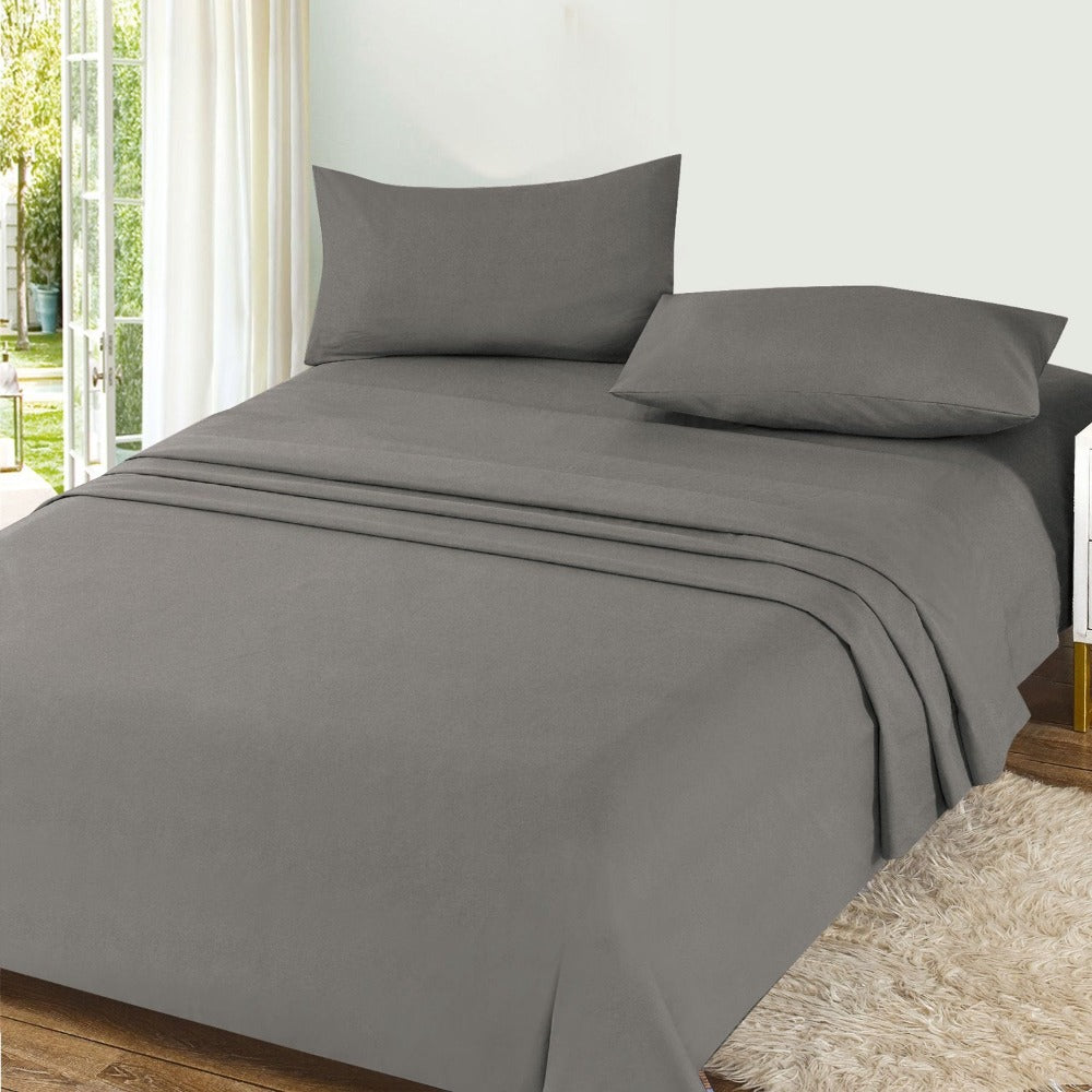 Juego de Sábanas Ligero Suave Fresca 4 Piezas para Cama de 90/105/135/150 cm – 100%Microfibra – Incluye Sábana Bajera Ajustable con borde elástico de 25 cm de profundidad, Sábana Encimera y 2 Fundas de Almohada – Suave, Transpirable y Confortable