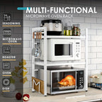Estante para Microondas de 3 Niveles Extensible con 6 Ganchos, Estante de Cocina, Organizador de Especias, Organizador de Gabinete para Cocinas, , Extensible de 40 a 64 cm