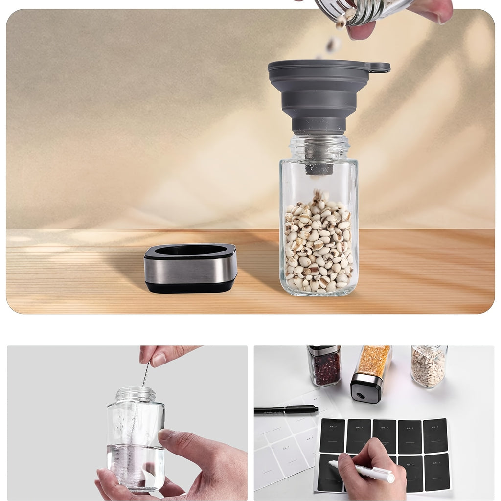 Organizador de Especias Giratorio de Dos Niveles con 6 o 12 Frascos de Especias de 120 ml Cada Uno, Diseñado para una Fácil Selección con Rotación de 360° y Orificios de Tamiz, Hecho de Acero Inoxidable para una Organización Práctica de Especias