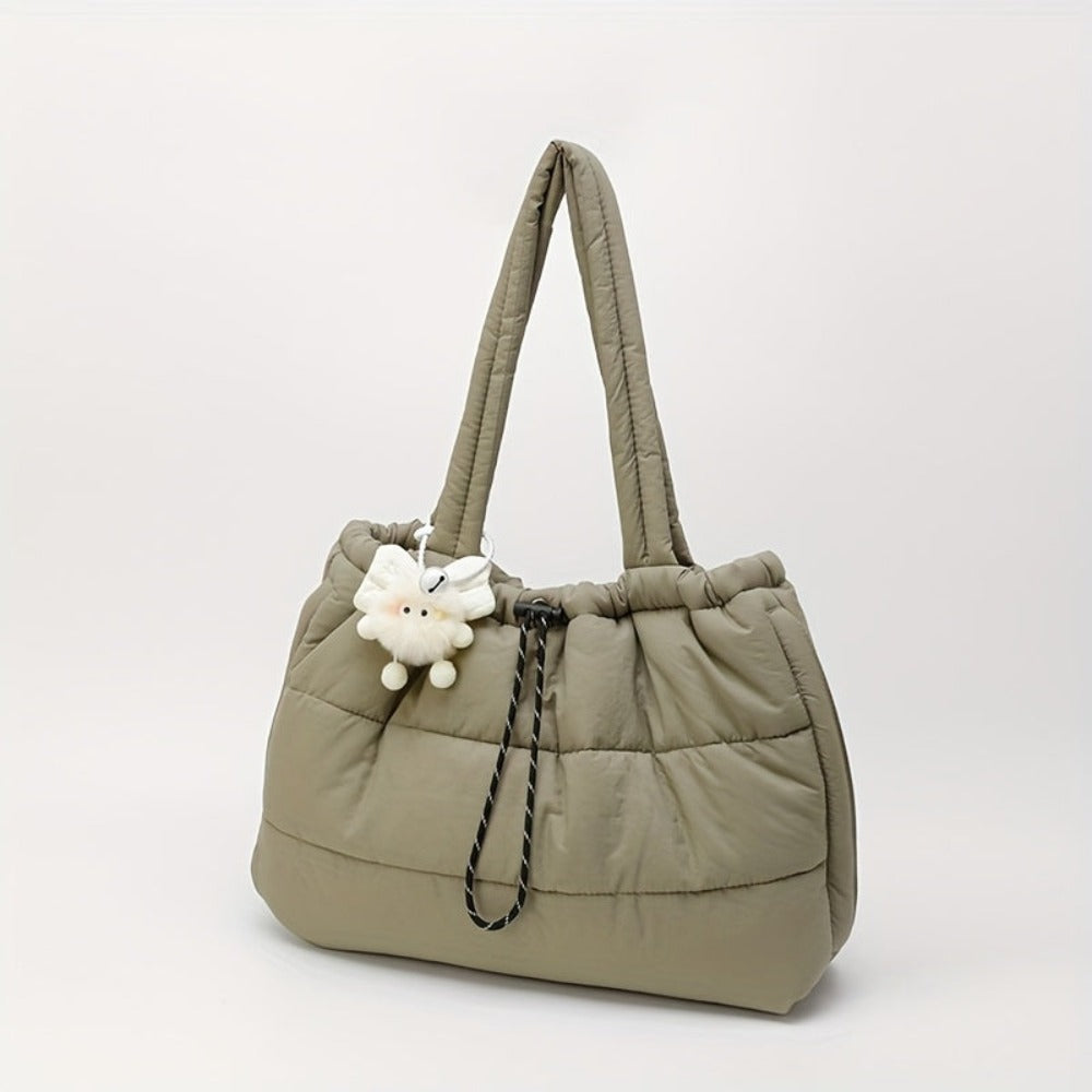 Bolso tote acolchado imprescindible 2026 - Bolso de hombro cruzado acolchado | Bolso de mano de gran capacidad inspirado en abrigo para mujer (Organizador multibolsillos)