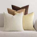 4 Pack Fundas de Cojín Decorativas de Rayas Suaves, Estilo Bohemio en Pana, Fundas Cuadradas de Pana, Cómodas y Modernas para Sofá, Sala, Dormitorio, Decoración Rústica, Relleno No Incluido