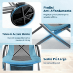 Silla de Playa Elevada, Sillas de Playa Plegables Portátiles, Ligera con Portavasos, Bolsillo de Almacenamiento y Bolsa de Transporte, Perfil para Camping, Playa, Viajes