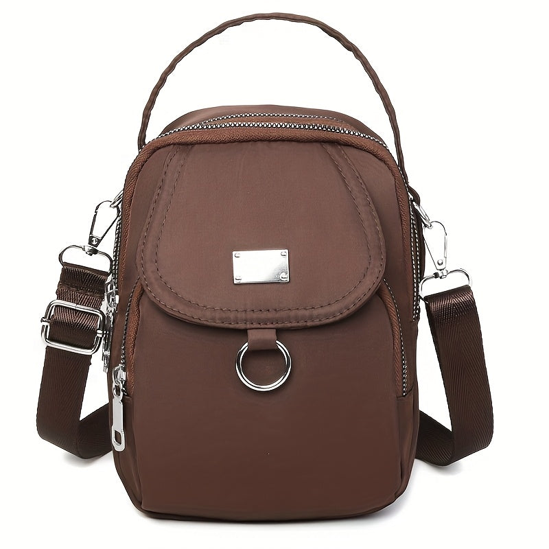 Bolso Bandolera Ligero de Nylon para Mujer en 4 Colores - Mini Bolso Casual con Múltiples Compartimentos con Cremallera, Correa de Hombro Desmontable y Ajustable y Bolsillo Frontal, Bolso Cruzado Pequeño, Bolso de Viaje Versátil, Cierre Seguro con Cremall