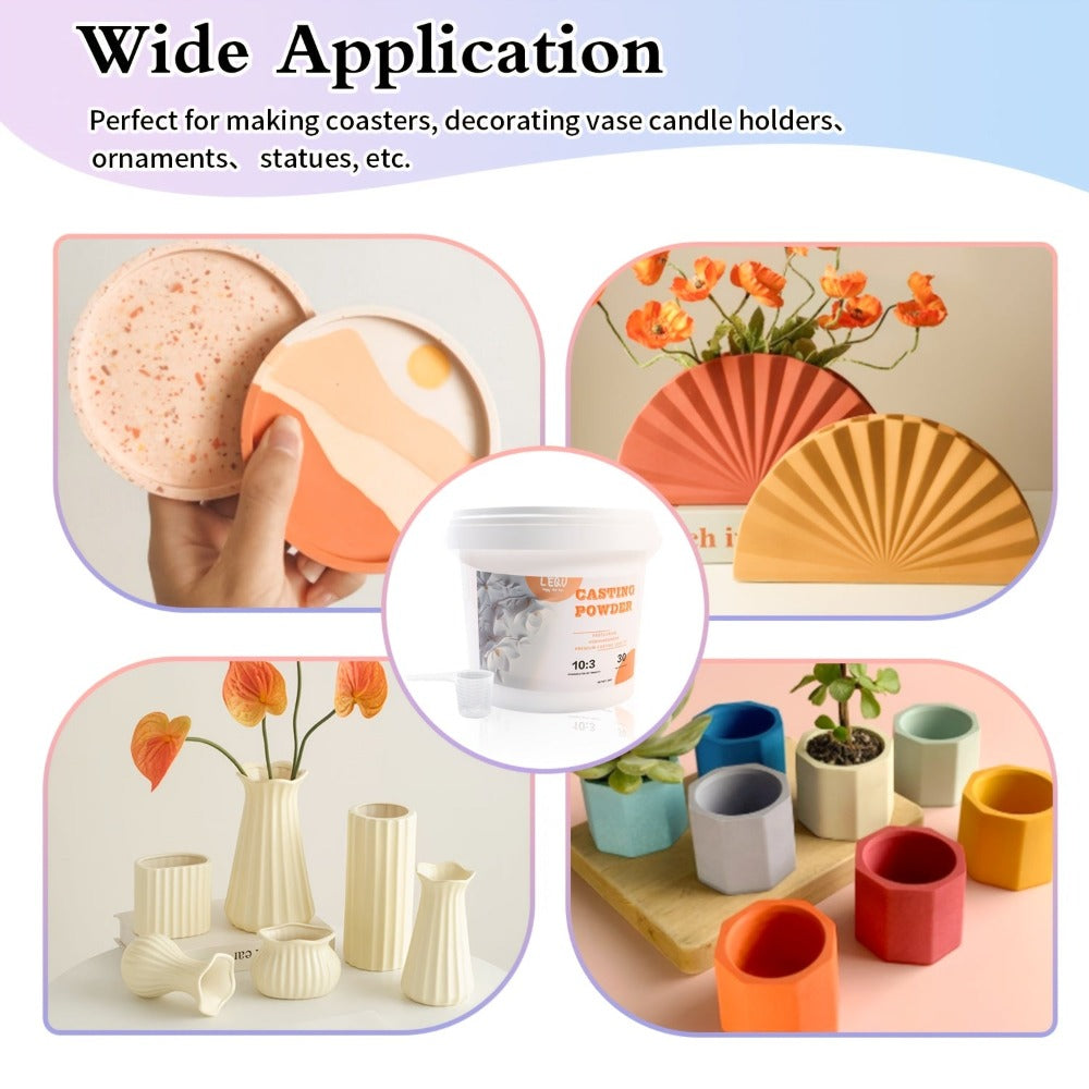 Polvo de fundición de resina en cubo de 2000g/3000g, kit de fundición de resina de curado rápido apto para principiantes, desmolde en 20-30 minutos, polvo de moldeo de yeso hidroactivo fácil de mezclar para escultura hecha a mano, arte casero DIY