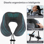 Una Almohada Cervical Ergonómica en Forma de U con Bolsa de Almacenamiento, Espuma de Memoria con Tecnología de Rebote Lento, Funda Lavable a Máquina, Ligera y Portátil para Avión, Oficina y Hogar, Apoya Cuello y Cabeza, Ideal para Siestas, Lectura y Ver