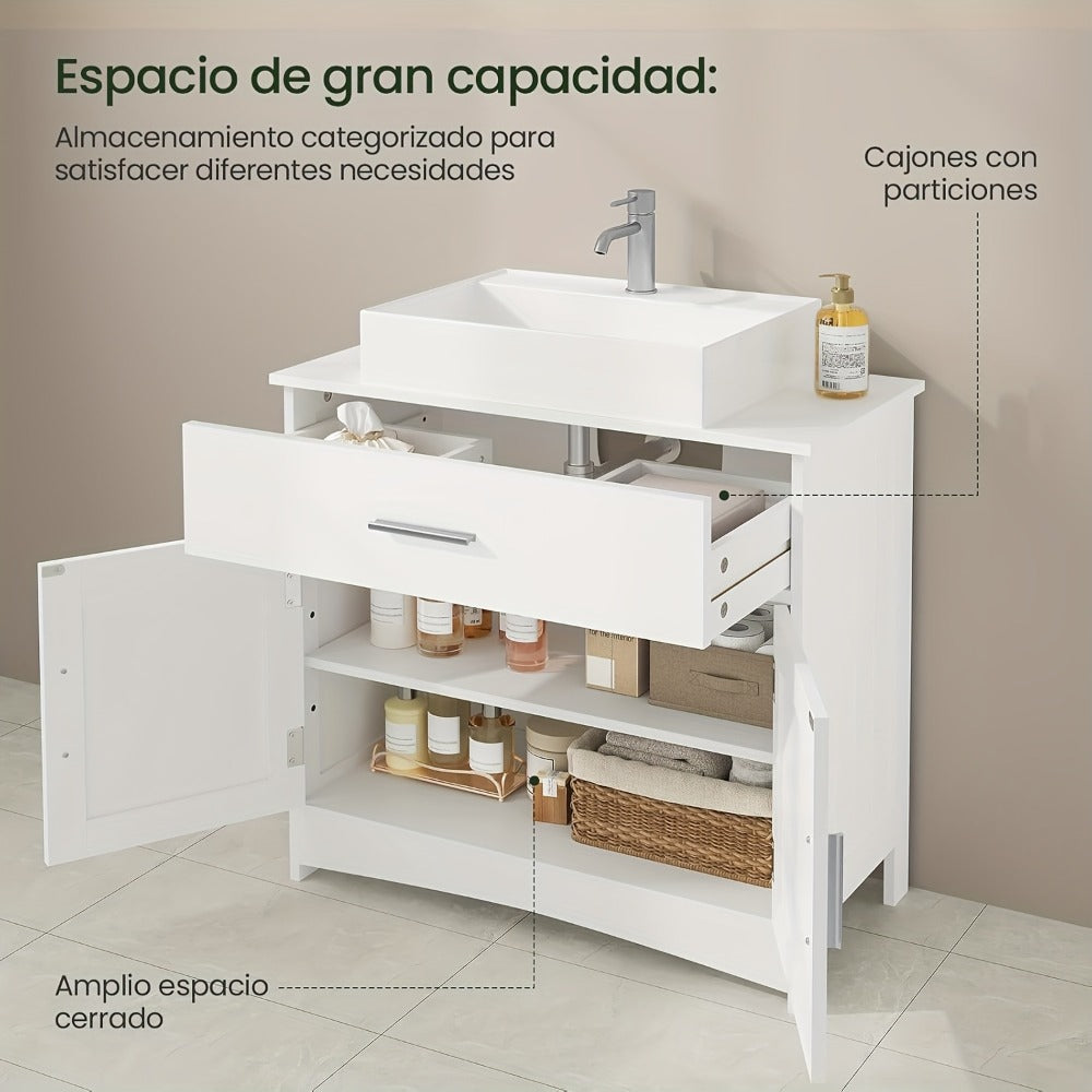 Armario de baño con espejo para medicinas aseo y almacenamiento del baño | 30 cm y 2 Compartimentos y Ajustable