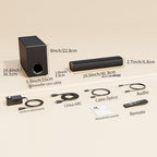 Barra de sonido con subwoofer, barra de sonido para Smart TV, minibarras de sonido con conexión ARC/óptica/AUX/inalámbrica, sistema de sonido envolvente para TV/PC/juegos/proyectores con control remoto por infrarrojos