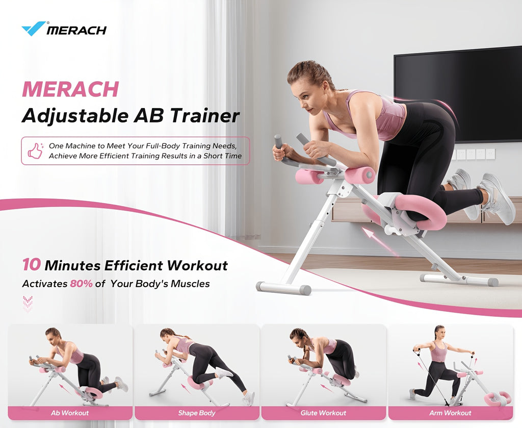 Máquina de entrenamiento abdominal, equipo para ejercicios de core, entrenador ajustable para uso en gimnasio en casa, entrenador de abdominales plegable, máquina de ejercicio que apunta a abdominales, brazos, piernas y glúteos, entrenador de core y abdom