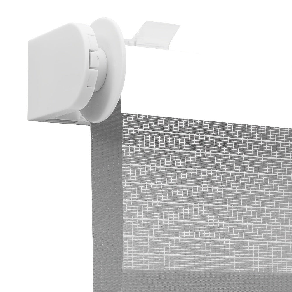 Persianas enrollables dobles Sekey con fijación de clip (no requiere taladrar) para ventanas, persianas enrollables dobles de dos tonos, persianas enrollables duo, protección solar, blanco y gris claro, marrón claro y gris-marrón, verde y verde claro