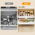 2 piezas/1 pieza Cajón de cocina expandible, estante telescópico de plástico con adhesivo, organizador de gabinete expandible, gabinete de cajón telescópico extraíble, utilizado para la organización del cuarto de utensilios de cocina, ancho ajustable de 3
