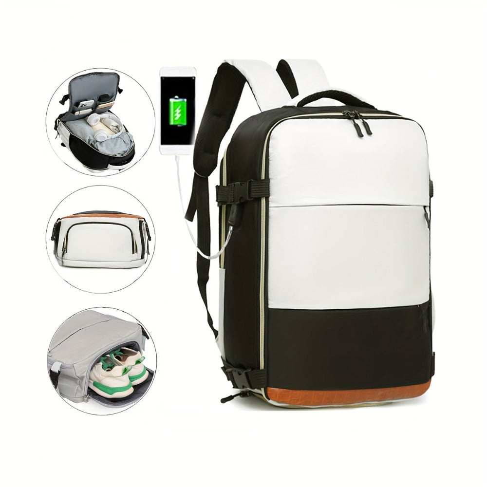 Mochila de Viaje Versátil para Mujer, Bolso Casual Estiloso y Multifuncional para Laptop, Mochila Deportiva para Exteriores con Compartimento para Zapatos