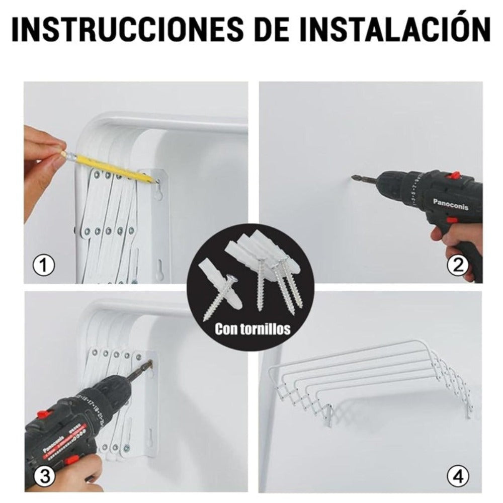 Tendedero retráctil de pared: tendedero plegable de pared, se puede usar en interiores o exteriores, se puede extender