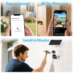Cámara de seguridad solar de 8MP con doble lente y 4G, con batería, incluye tarjeta SIM, visión nocturna a color, seguimiento automático de humanos, audio bidireccional, cámara de vigilancia inalámbrica para el hogar con rotación panorámica y de inclinaci
