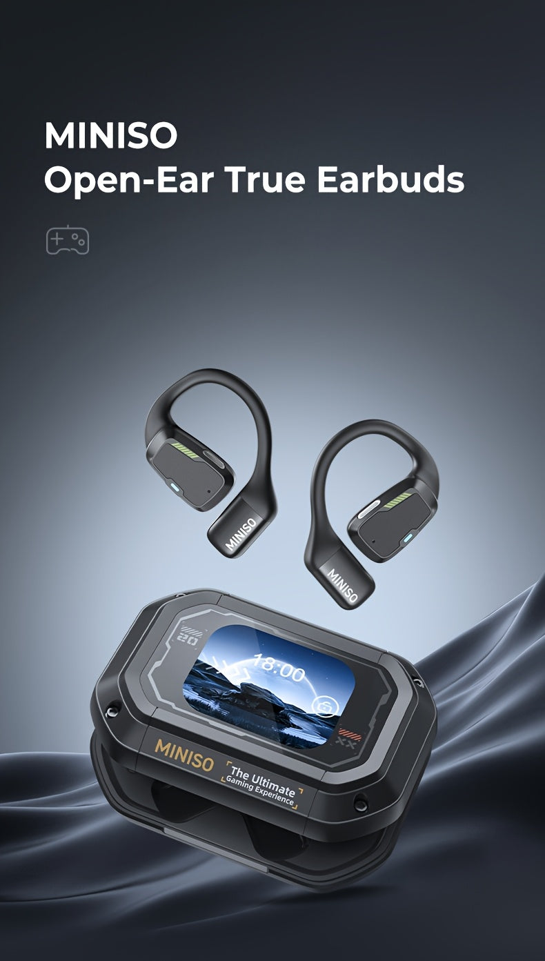 Auriculares Bluetooth | MINISO M98 Auriculares Inalámbricos con Traducción AI - Diseño Abierto, Soporta 135 Idiomas en Tiempo Real, Pantalla HD a