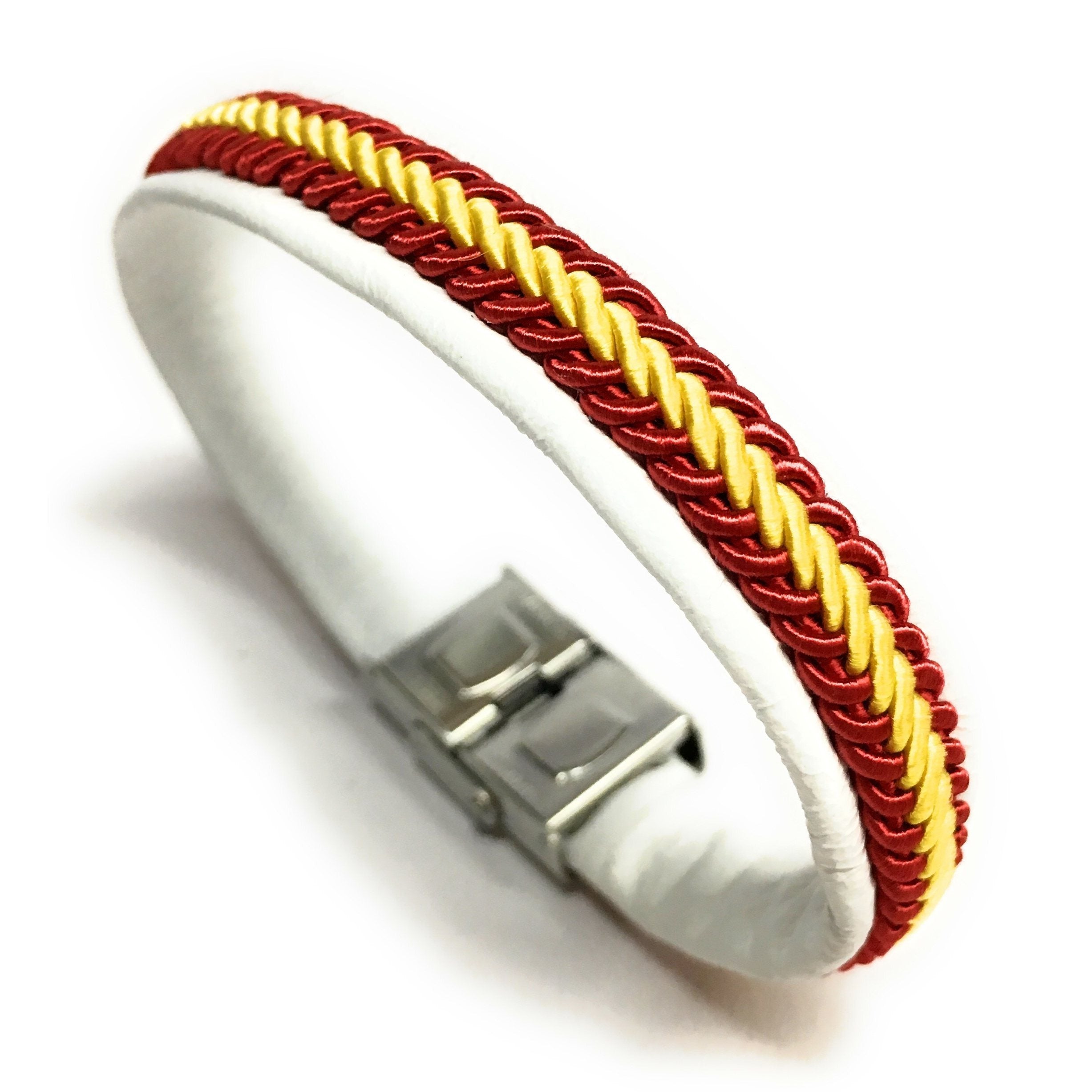 Pulsera De Piel Bandera De España (Hecho a Mano) | Complementos de Moda Unisex para Hombres y Mujeres de Estilo Atemporal y Elegante | Regalos Originales y Exclusivos