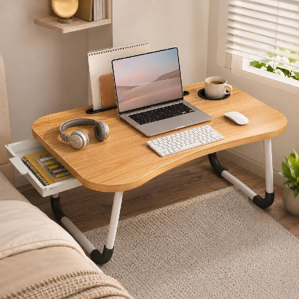 Escritorio plegable para computadora | Bandeja de mesita de noche para laptop | Escritorio portátil plegable para laptop | Práctico para desayunar en la cama/sofá | 60×40×26 cm