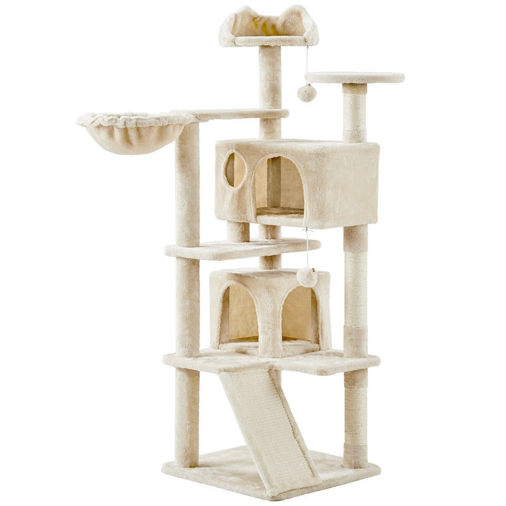 Rascador para gatos Costoffs, de 145 cm de altura, robusto árbol trepador con postes de sisal para rascar, 2 cuevas para gatos y sisal de juego para gatos