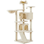 Rascador para gatos Costoffs, de 145 cm de altura, robusto árbol trepador con postes de sisal para rascar, 2 cuevas para gatos y sisal de juego para gatos