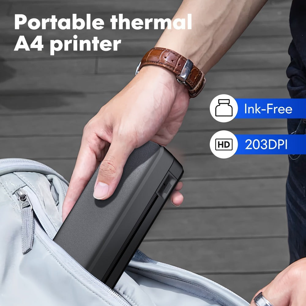 Impresora portátil sin tinta D810B, impresora inalámbrica de viaje, máquina térmica para tatuajes, compatible con papel térmico A4 y carta estadounidense, compatible con teléfonos móviles y portátiles, adecuada para negocios, viajes, oficina y hogar