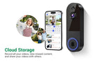 Cámara de Video de Puerta Inalámbrica, Alimentada por Batería, Vista en Vivo FHD, Almacenamiento en la Nube, Detección Humana por IA, Alerta Instantánea, Visión Nocturna, Audio Bidireccional, Wifi 2.4G Únicamente, Cámara de Vigilancia para Puerta para Sis
