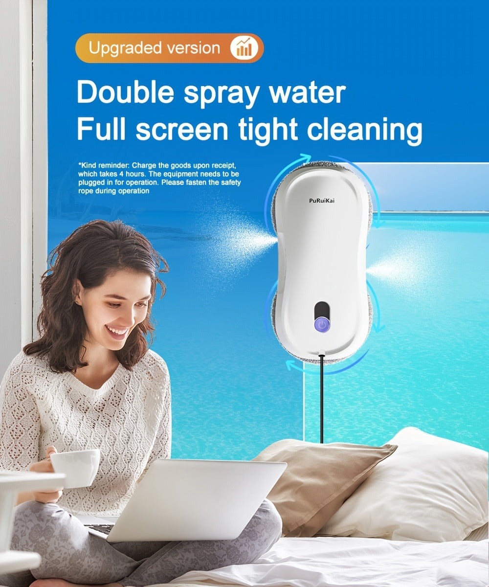 PuRuiKai M8 Robot Inteligente para Limpieza de Ventanas, Mini Robot Automático Bidireccional con Rociador, Control Remoto Eléctrico Programable, Regalo de Halloween